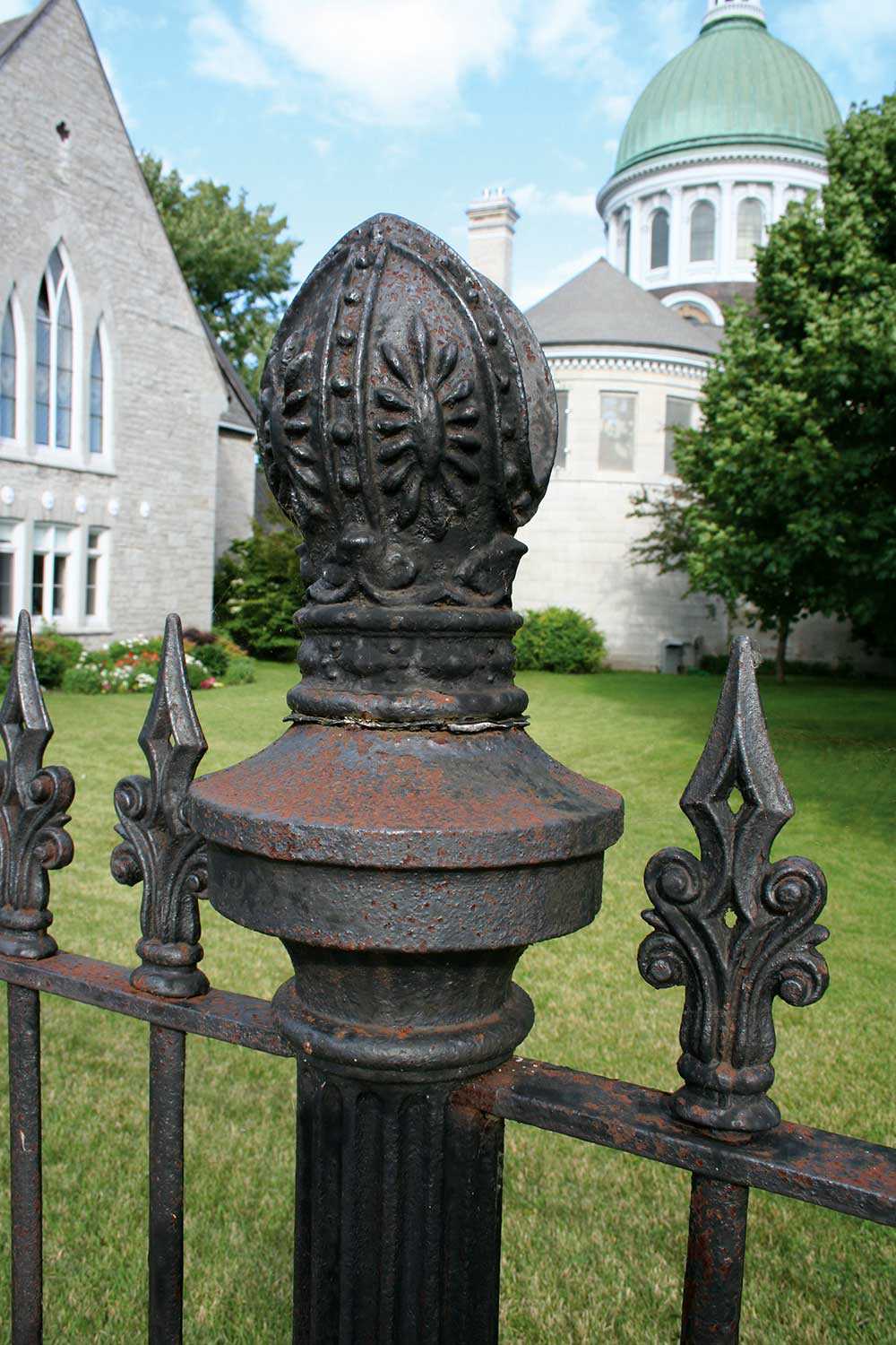 Thoughtful details in the fence around St. George’s Anglican Cathedral (Kingston) make it an important part of the church’s landscape
