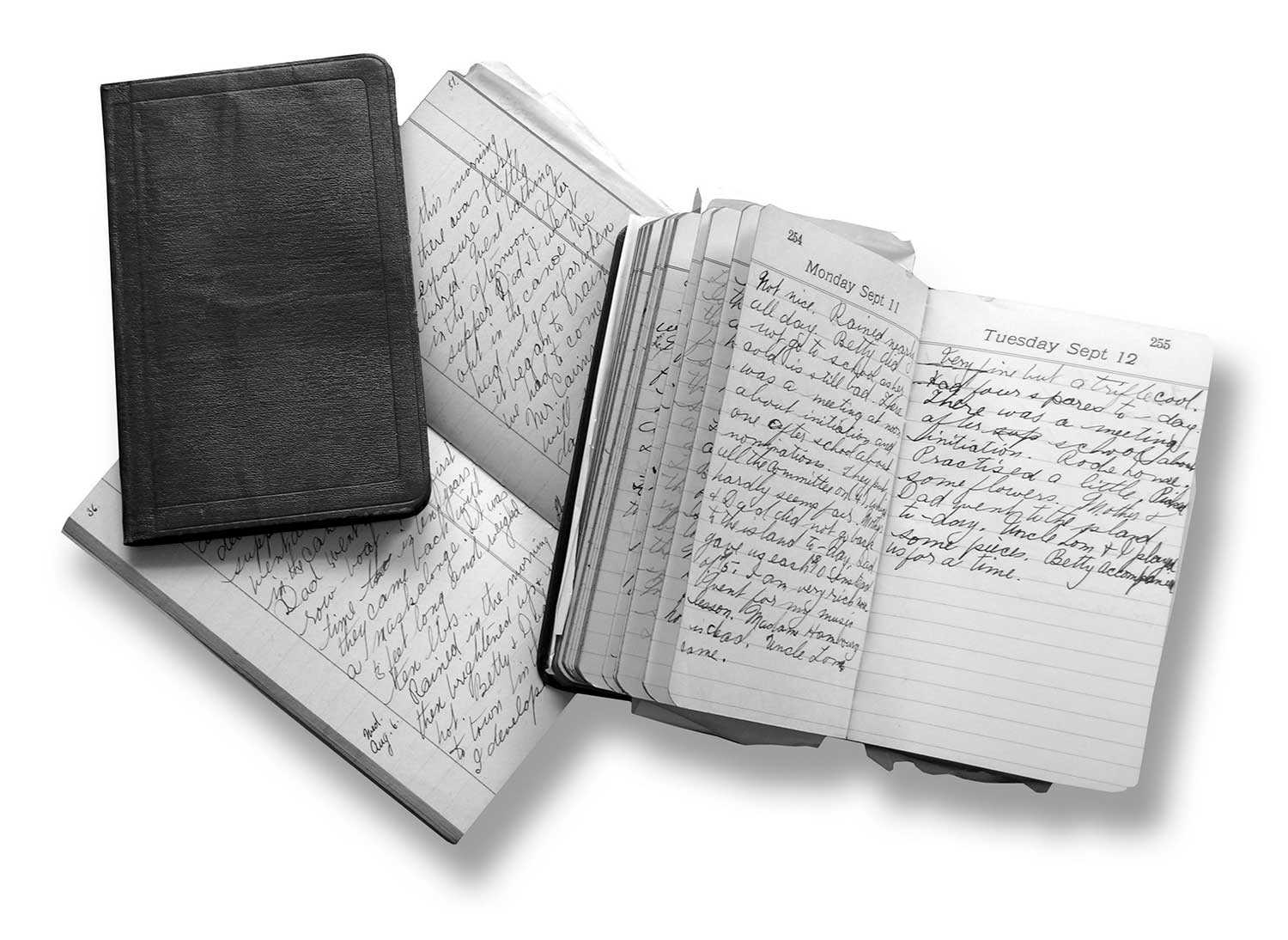 The Ashbridge collection held by the Trust includes these diaries. Artifacts like these are carefully preserved under archival conditions.